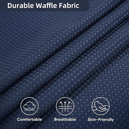 Lameirose 3 in 1 Waffle Shower Curtain Set, Shower Curtain and Liner Set with 12 Double Sided Shower Curtain Hooks, 72 x 84 Fabric Shower Curtains for Bathroom, Navy Blue