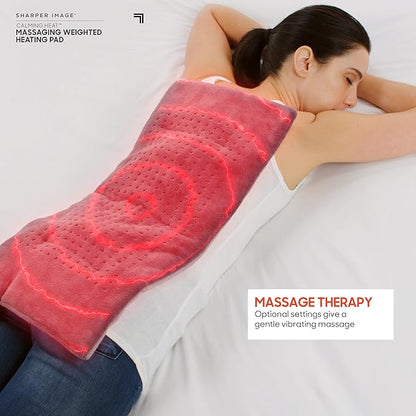 Calming Heat Massaging Vibrations Weighted Heating Pad by Sharper Image |