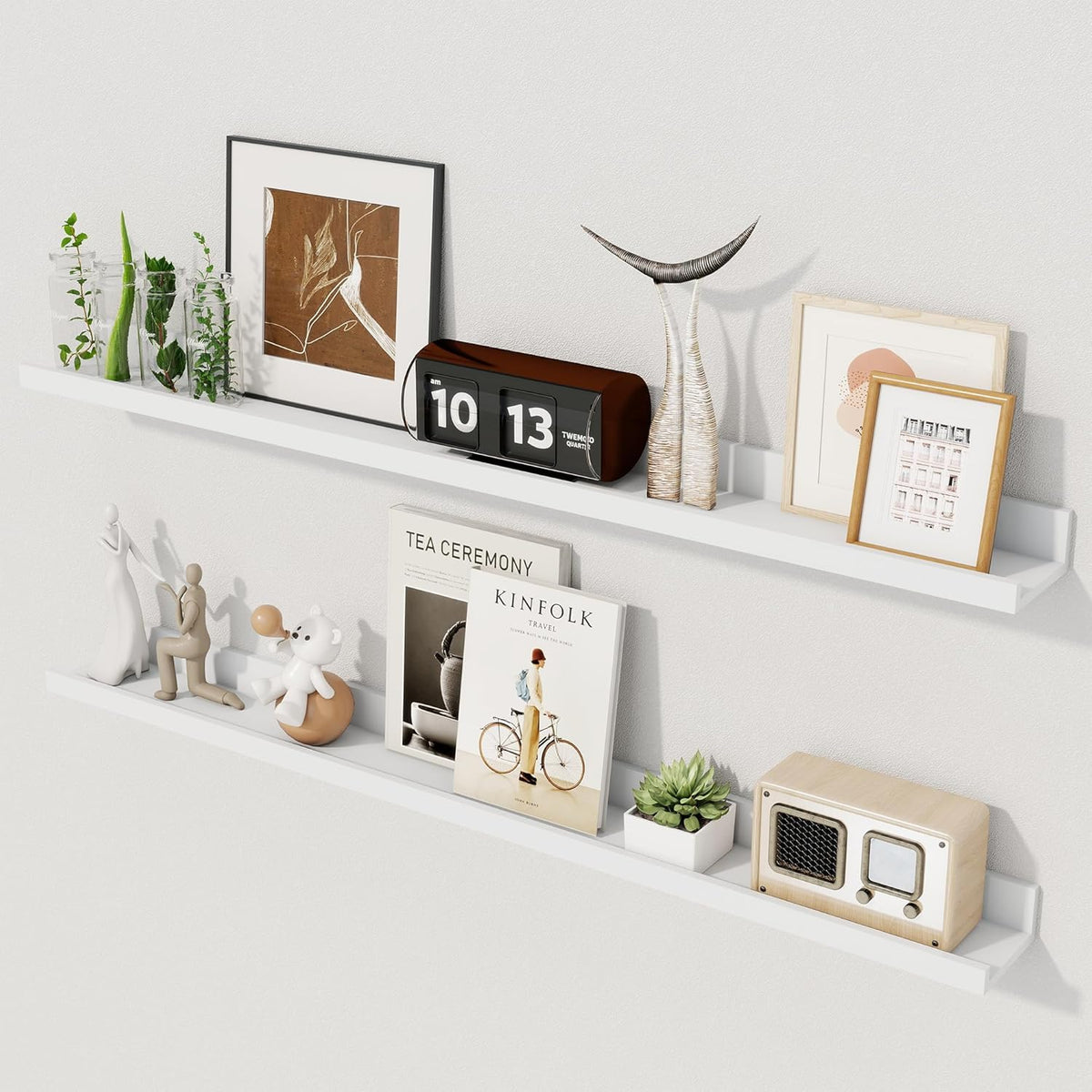Axeman Floating Shelves for Wall - Picture Ledge Shelf Set of 2-36 Inch White Floating Shelves with Lip - Picture Shelf for Wall with Ledge - Photo Ledge Shelves for Pictures Nursery Books