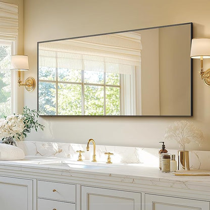 Bathroom Vanity Mirror for Wall, HD Shatterproof Glass, Hangs Horizontally or