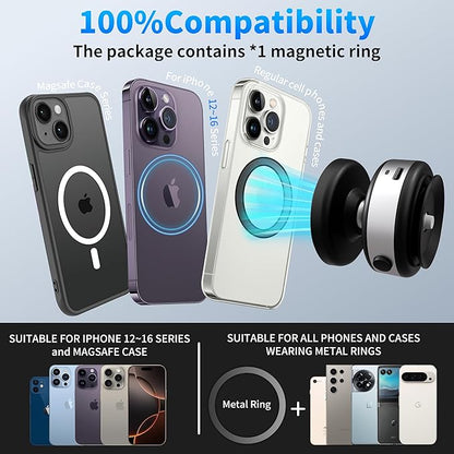 Electric Vacuum Magnetic Car Phone Holder, Automatic Suction, Effortless Release for Easy Storage, Suction Phone Mount Compatible with Magsafe iPhone and Android Case, Black