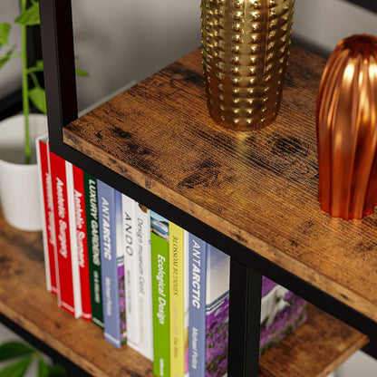 IRONCK Bookshelves 6 Tiers, Industrial Etagere Heavy Duty Shelves for Living Rooom, Office Storage Geomeric Display Boocase, Vintage Brown