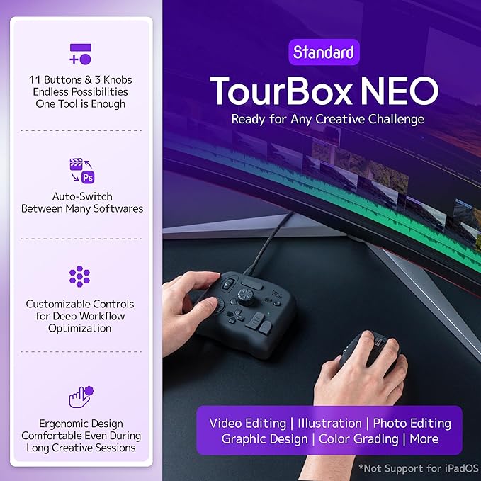 TourBox NEO - Customizable Editing Controller, Video Photo Color Grading Speed