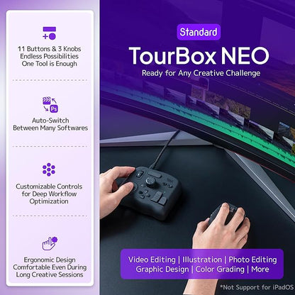 TourBox NEO - Customizable Editing Controller, Video Photo Color Grading Speed