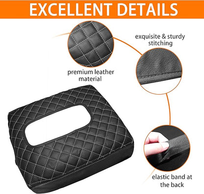 Center Console Cover for Chevy Silverado/GMC Sierra Accessories 2019-2026, Tahoe & Suburban & Yukon 2021-2026 Armrest Cover Middle Console Leather Protector Pad (Bucket Seat Consoles)(Gray Stitches)