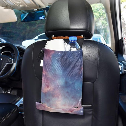 ALAZA Hanging Car Trash Bags Garbage Bag Trash Can for Back Seat Small Nebula 2 Washable Storage Bag Retractable 2 Pack