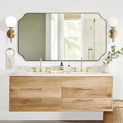 ANDY STAR 30"x55" Large Bathroom Mirror, Brushed Brass Full Length Wall Mirror