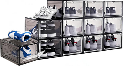 8 Pack Shoe Box Size 13 Sneaker Display Case Sturdy Shoe Organizer for Closet Space-Saving Shoe Rack