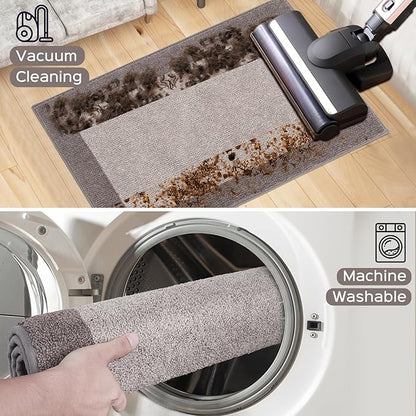 DOMUSTEX Machine Washable Kitchen Rug 24" x 36", Non Slip Kitchen Mat for Floor, Absorbent Entrance Throw Rug for Bedroom, Hallway, Bathroom, Door