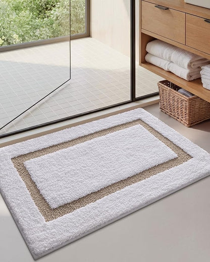 Color&Geometry Bathroom Rugs, Water Absorbent and Quick Dry Microfiber Bath Rugs-20"x32", Non-Slip, Machine Washable, Extra Soft Plush Bath Mats for Bathroom, Laundry Room, Khaki