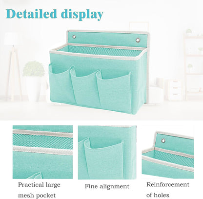 Wall Hanging Organizer Bag/Hanging Baskets with Large Mesh Compartment & 3 Pockets，Over the Door Organizer Space Saving Storage for Bedroom,RV Camper, Closet (Green -1 Pack)