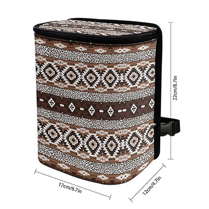 Southwestern Aztec Tribal Car Trash Can with Adjustable Straps Foldable Car Trash Bag Bin Auto Garbage Bag Multipurpose Storage Box for Vehicle Travel Camping Picnicing