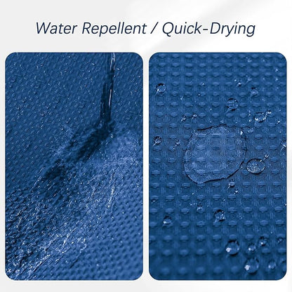 PANGSINNE Shower Curtain Classic Blue Waffle Textured, 256GSM Heavy Duty Weighted Fabric Shower Curtains, Hotel Quality Luxury Polyester Water Repellent Bathroom Curtain with 12 Hooks, 72Wx78H