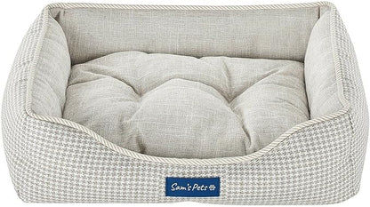 Sam's Pets Arlo Orthopedic Brown Plaid Dog Bed with Soft Fabric, Easy Cleaning, Non-Slip Grip, Modern Design, Extra Small