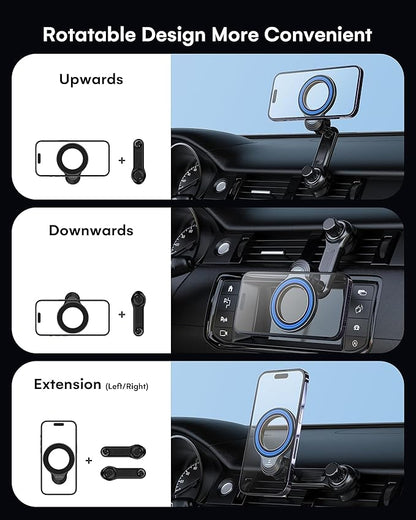ZEEHOO Compatible with MagSafe Car Mount, Magnetic Phone Holder for Car [12 Strongest Magnets], Magnetic Car Vent Phone Mount [Non-Blocking&360 Rotation] for iPhone 15 14 13 12 Pro Max Mini