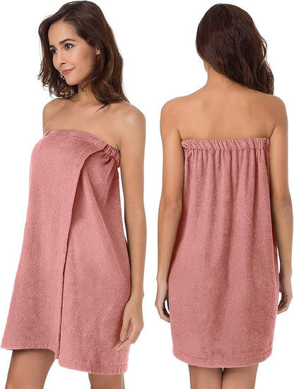 SIORO Women Bath Towel Wrap Robe, Soft Cotton Terry Spa Cloth, Plush Adjustable Closure for Shower, Travel, Pool, Gym