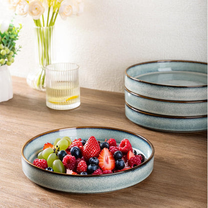 GBHOME 9'' Large Ceramic Pasta Bowls, 32oz Stoneware Pasta Serving Bowls Set of 4 for Kitchen, Wide Bowls for Fruit,Pasta,Salad,Oatmeal,Meal, Microwave Safe, Space Blue