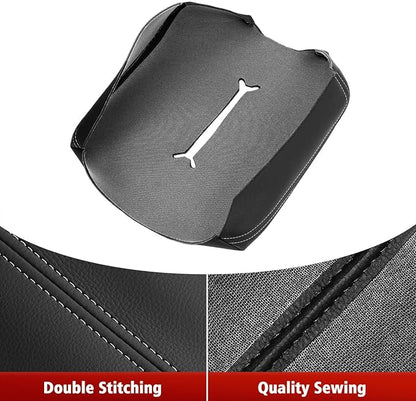 Center Console Cover Replacement for Chevy Silverado & GMC Sierra 1500 2500 3500 2014-2018, Vinyl Leather Upholstery, Anti-Scratch, Black-Gray Stitch (Fits Bucket Seat Console Only)