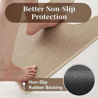 MontVoo Toilet Rugs U-Shaped, Ultra Thin Non Slip Contour Bathroom Rugs,Rubber Backing Washable Contour Bath Rugs for Toilet Mat,20''x24'',Beige