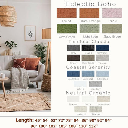 KOUFALL 52x72 Inches Long Sage Green Back Tab Linen Blackout Curtains
