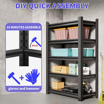 Garage Shelving Unit Rustproof 72" H3000bls Heavy Duty Storage Shelves Easy Assembly 5 Tier Adjustable Metal Steel Utility Shelf Rack Garage Storage Organize for Tools,Basement,Warehouse