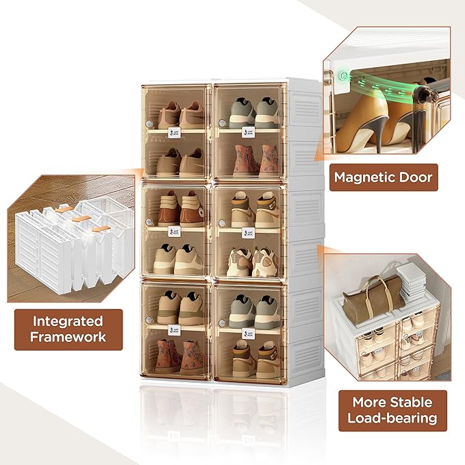 ANTBOX Shoe Organizer Storage Box, Portable Folding Shoe Rack