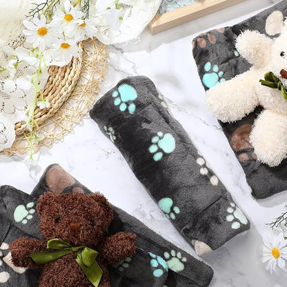 Tuanse 4 Pack Ultra Soft Dog Cat Bed Mat with Cute Prints Reversible Fleece Dog Crate Kennel Pad Cozy Washable Thickened Hamster Guinea Pig Pet Bed Mat for Small Animals(13 x 10 Inches,Black)