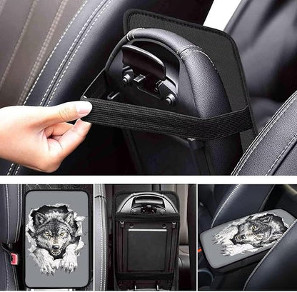 Horeset Wolf Car Armrest Cover Auto Center Console Pad Interior Accessories, Universal Fit/Easy to Install