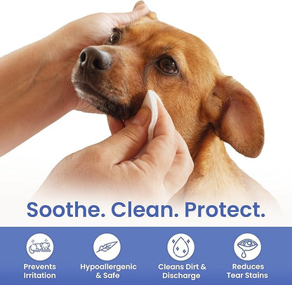 AKC Pet Eye Wipes for Dogs & Cats – Tear Stain Remover & Eye Discharge Cleaner – Hypoallergenic Grooming Wipes, 100 Count (Unscented) AKC 3 * 3" PET Eye Wipes UNSCENTED 100 Count