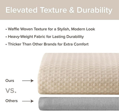 Madison Park Shower Curtain Waffle Weave, Vibrant Dyed, Waffle Shower Curtain 3M Scotchgard Moisture Management, Farmhouse Extra Long Shower Curtains for Bathroom, Extra Long: 72"x84" Beige