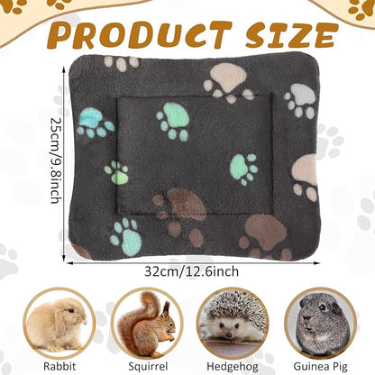Tuanse 4 Pack Ultra Soft Dog Cat Bed Mat with Cute Prints Reversible Fleece Dog Crate Kennel Pad Cozy Washable Thickened Hamster Guinea Pig Pet Bed Mat for Small Animals(13 x 10 Inches,Black)