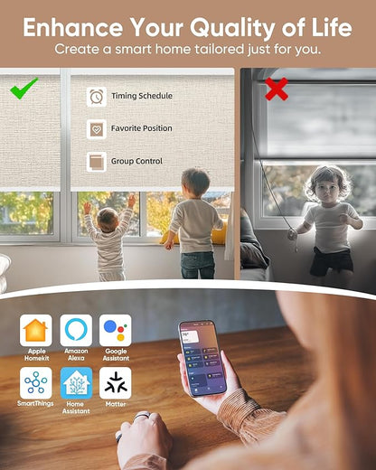 Kincmo Motorized Blinds with Remote, 100% Blackout Motorized Roller Shades Work