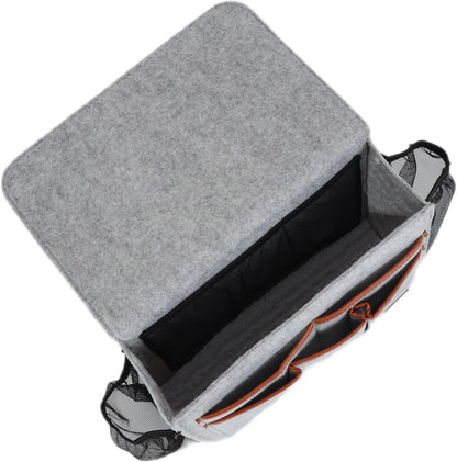 Bedside Caddy, Large Size Bedside Storage Organizer Bedside Organizer Caddy for Magazine Remotes Phone (13.4'' x 18.1'' Plus Size, Light Grey)
