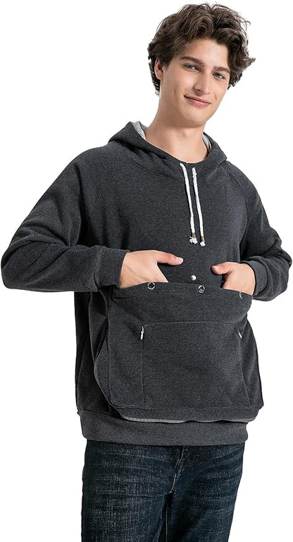 LINYUCHEN Cat Dog Carrier Hoodies – Puppy Kitten Carrying Sweatshirt Large Pet Pocket Pullover Top – Unisex Kangaroo Hoodies