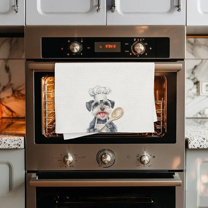 Funny Colour Schnauzer Chef Kitchen Towels Gifts, Schnauzer Dog Gift, Chef Gifts for Women Men, Funny Dog Lover Gift Decorative Dish Hand Tea Towels for Kitchen Bakery, 16x24 Inch