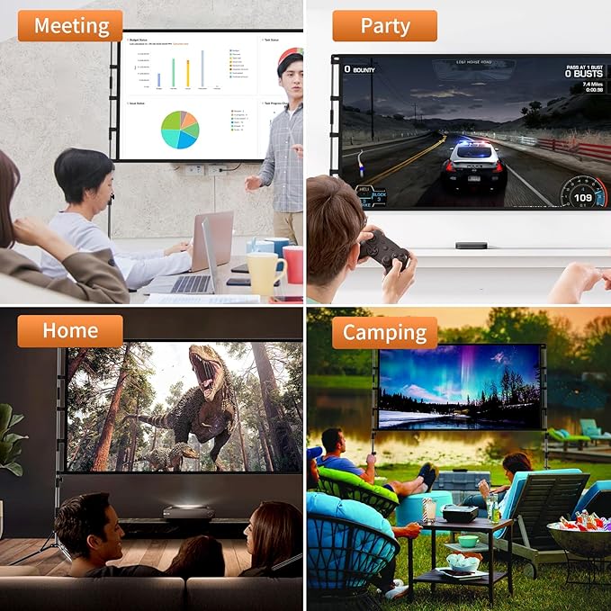 Projector Screen and Stand, GAINVANE 120 inch Portable Projector Screen Indoor
