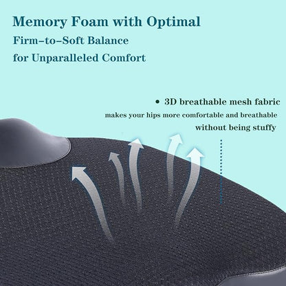 Decompression Cushion, Comfort Memory Foam Seat Cushion for Car Seat Drivers, Tailbone (Coccyx) Pain Relief Cushion, Office Chair Cushion (Black)