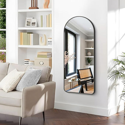 Arched Bathroom Mirror, Wall Mounted Mirror, Vanity Wall Mirror w/Metal Frame