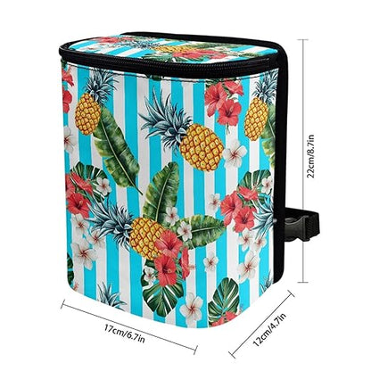 KEIAHUAN Tropical Flower Pineapple Car Trash Can with Lid Car Accessories for Women Men Collapsible Auto Garbage Bag Hanging for Back Seat Multipurpose Trash Bag for Sedans,SUVs & Trucks