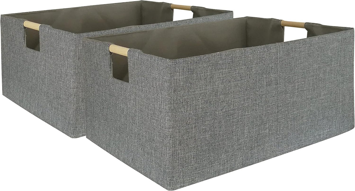 Storage Bin for Shelves Rectangle Closet Baskets Foldable Box with Handles, Gray Storage Bins, Storage Boxes for Home Office Car Dormroom