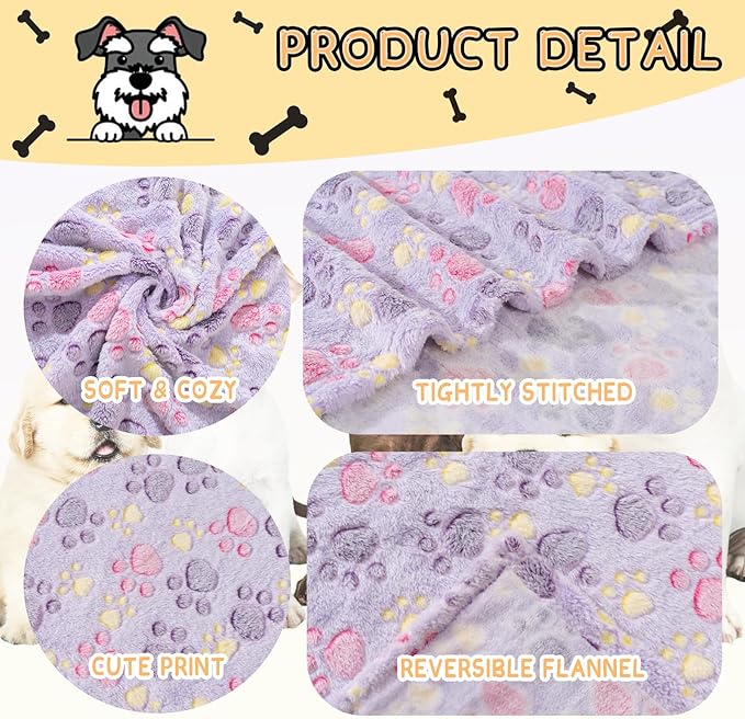 Rezutan 1 Pack 3 Blankets for Dogs, Dog Blanket for Medium Pet Cat, Premium Soft Fluffy Suitable for Dog Kennels & Beds, Gifts Puppy Blanket Essentials, 30x20inch, Tan/Purple/Brown