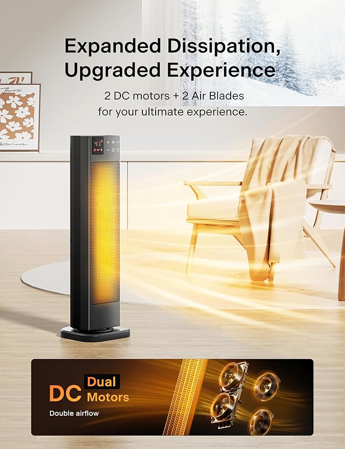 PELONIS Oscillating Ceramic Tower Indoor Space Heater