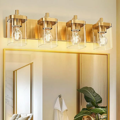 METWET Bathroom Light Fixtures, 4-Light Modern Wall Sconces