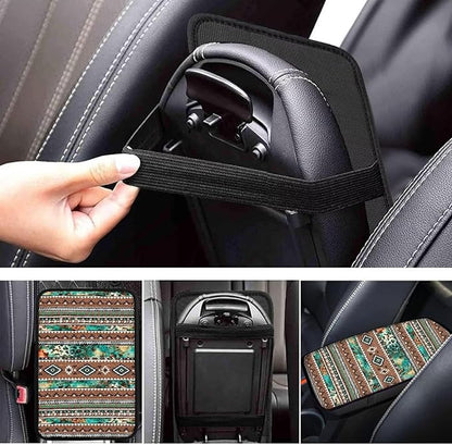 Horeset Southwest Aztec Universal Fit Auto Center Console Cover Decor Protector, Anti-Scratch Car Armrest Cushion