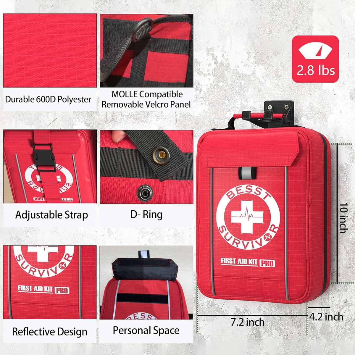 Professional Trauma First Aid Kit - Military-Grade Labelled Compartments & MOLLE System for Workplace, Outdoor, Car, Boat, Hurricane Emergencies 265 Piece Emergency Necessities Kits