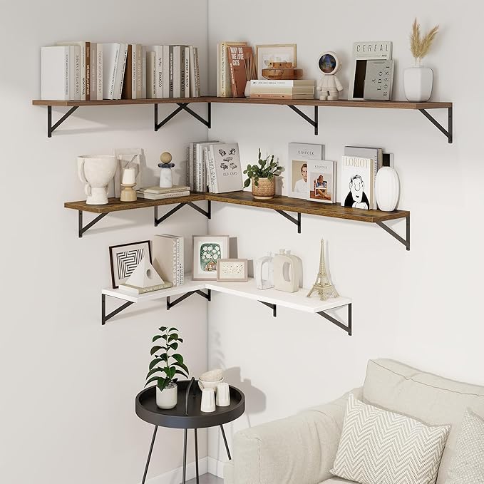 Axeman Deep Floating Shelves | 24 Inch White Wall Shelves Set of 2 | 10 Inch