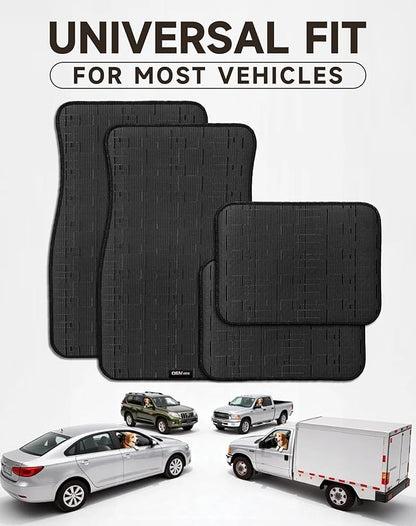 Ultra Durable Car Floor Mats, Premium PVC Coil All-Weather Automotive Floor Mats, Universal Fit with Anti-Slip Nibbs Backing, Waterproof | Wear Resistant | Flame Retardant, Black 4PCS