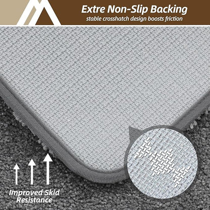 COSY HOMEER Bath Rugs for Bathroom Extra Thick - Anti-Slip Bath Mats Soft Plush Yarn Shaggy 100% Strong Mirco Polyeste Mat Living Room Bedroom Mat Floor Water Absorbent(Grey,20x32 - Inches)