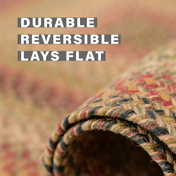 Homespice Kingston Oval Jute Area Rugs 8x10' – Ideal as Multi Color Rugs for Living Room, Bedroom and Dining Area