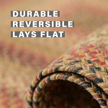 Homespice Kingston Oval Jute Area Rugs 8x10' – Ideal as Multi Color Rugs for Living Room, Bedroom and Dining Area